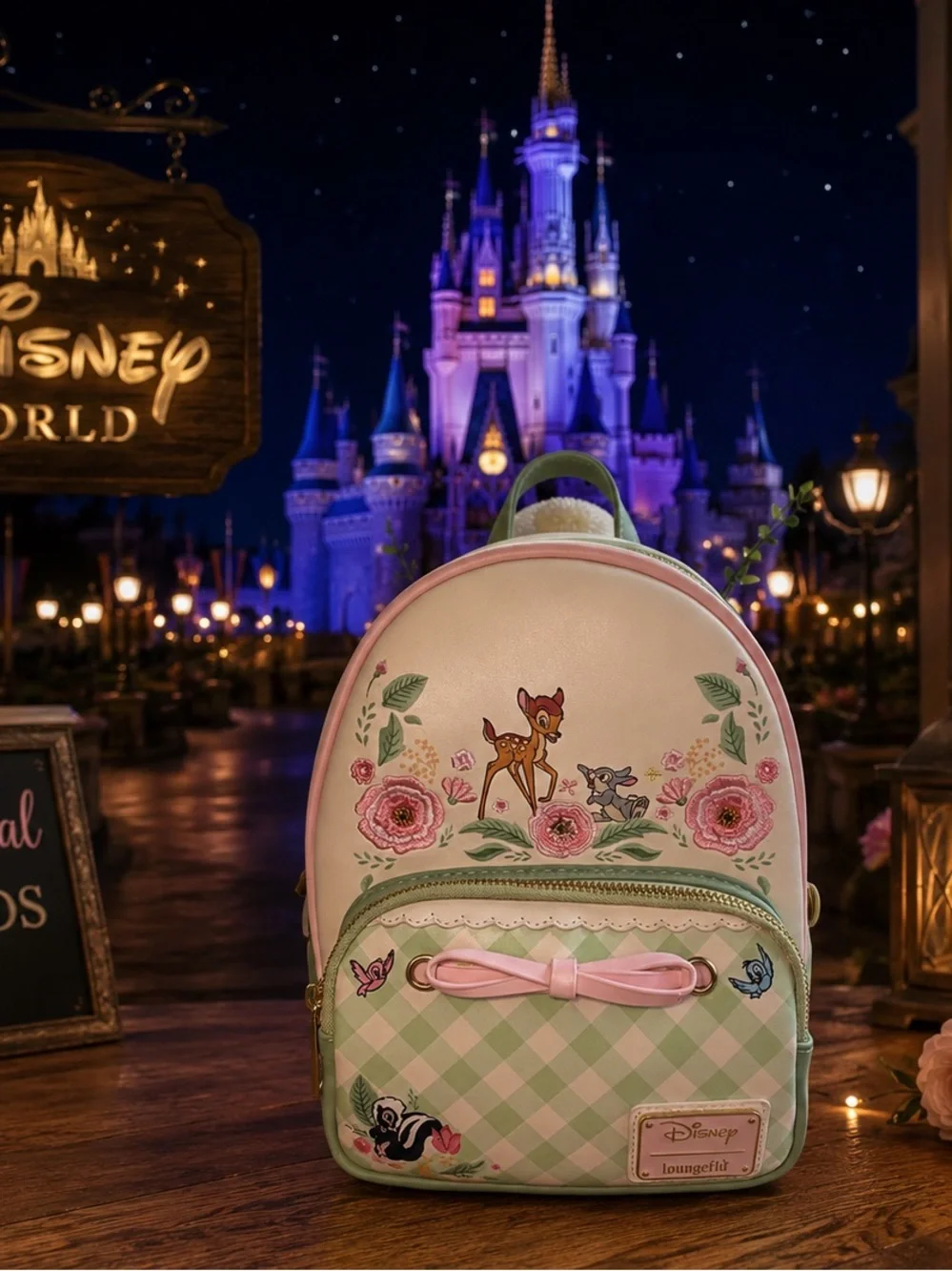 Loungefly Pink & Mint Bambi Kids Mini Backpack - Picture 1 of 13